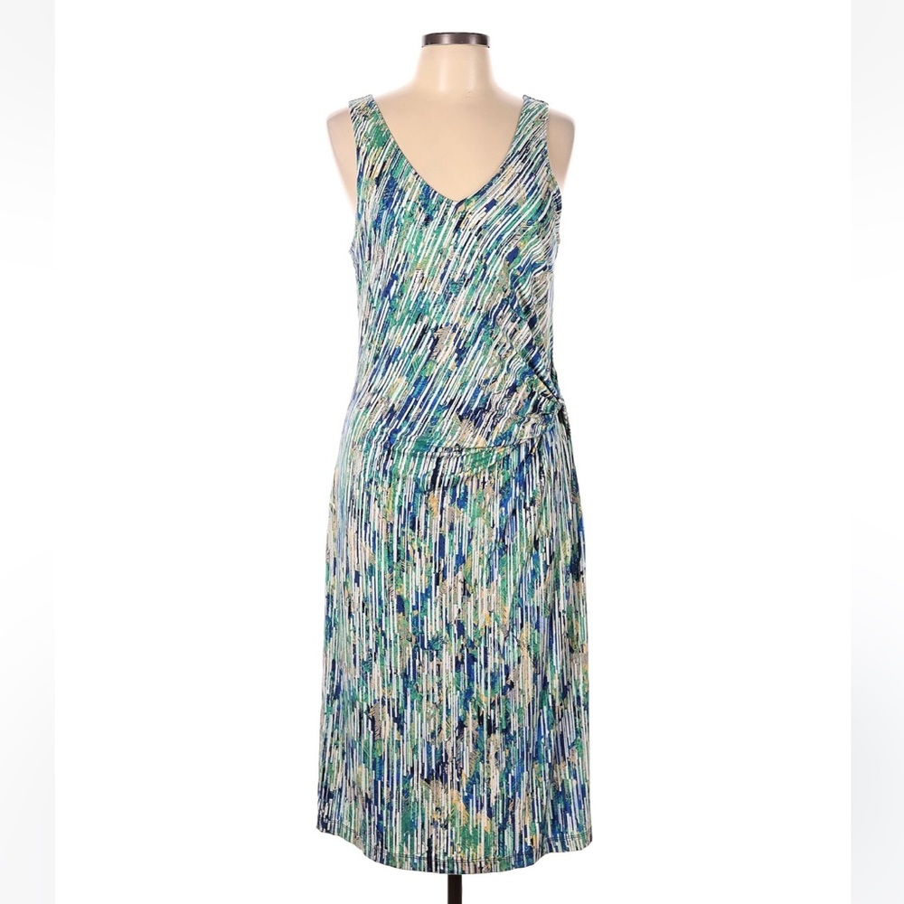 NIC+ZOE Striped Blue and Green Midi Dress